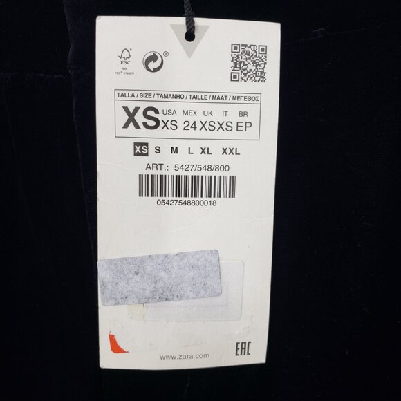 Zara Velvet High Rise Trouser Pants XS Womens Straight Leg Black‎ - Picture 6 of 9